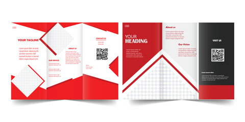 Red Set of Flyer design layout for business. Abstract with color vector illustration on background.