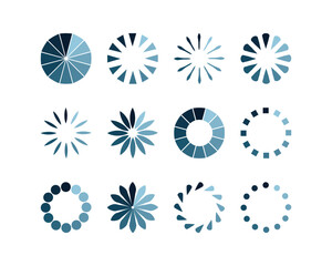 Collection Loading bar status icon. Vector illustration. Set of vector loaded icons. Download progress. Donload or Upload.
