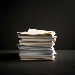 A stack of sheets lying on the table. Isolated on a black background. 3D illustration.