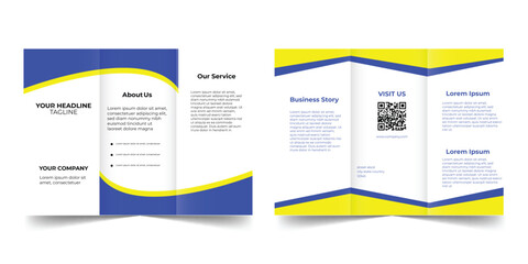 Fototapeta premium Blue and yellow Set of Flyer design layout for business. Abstract with color vector illustration on background.