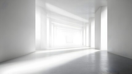 Bright and Minimalist Architectural Corridor Hallway with Clean Lines and Symmetry