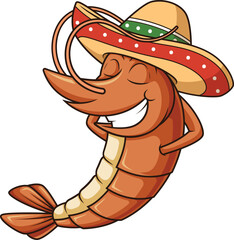 Cartoon mexican shrimp character vector illustration