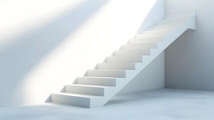 Minimalist White Stairway with Soft Lighting in Bright Interior