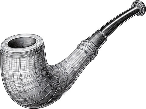 Ilustra&ccedil;&atilde;o de cachimbo estilo desenho a l&aacute;pis. Render 3D. Fundo transparente.