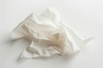 A small white tissue lying flat on a table, perhaps used for cleaning or blowing nose
