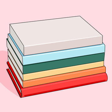 Illustration of stack of books in rainbow colors