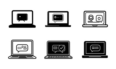 Computer and monitor and mobile device icon set
