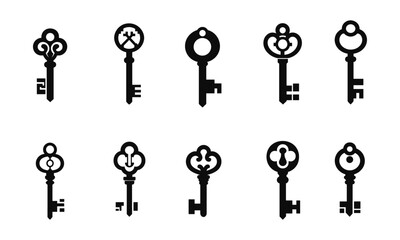 vector set of simple door lock icons ,lock icon