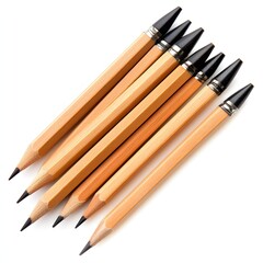 Fototapeta premium 63. A set of classic wooden pencils isolated on a pristine white background