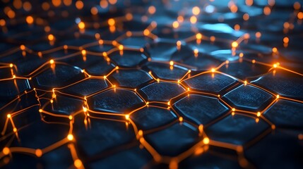 Obraz premium Stylized Graphene Molecule with Glowing Circuits for Advanced Electronics