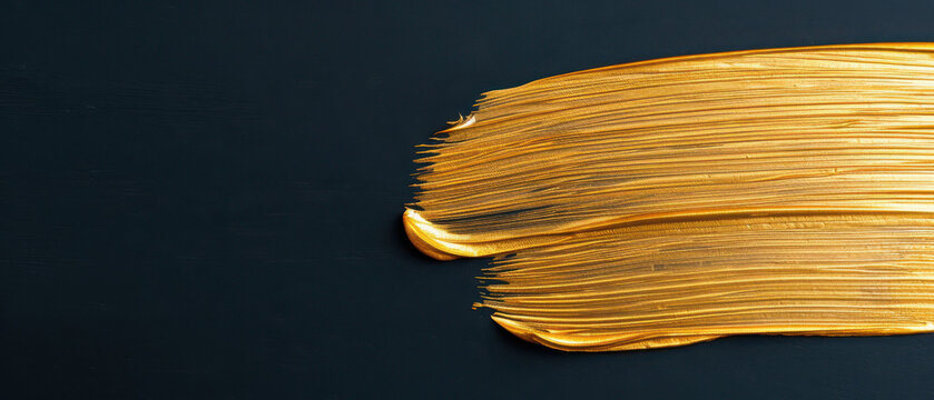 A vibrant gold paint stroke on a dark background, showcasing texture and color contrast for artistic inspiration.