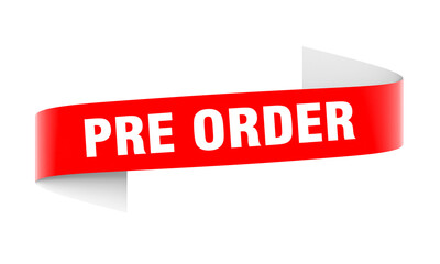 Red pre order ribbon banner