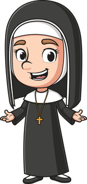 recommend clip art: Cartoon cheerful christian nun vector illustration