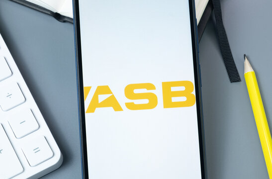 New York, USA - 30 August 2024: ASB All States Bank Logo on Phone Screen, Company Icon on Display