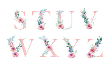 Watercolor floral alphabet.