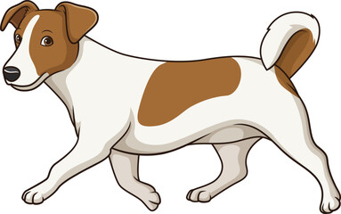 Cartoon jack russell dog walking vector illustration