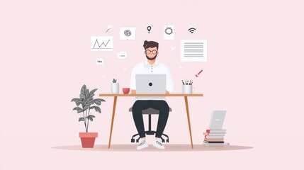Minimalist Business Development Concept with Neutral Colors and Sleek Professional Design