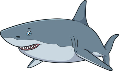 Cartoon smiling shark with sharp teeth vector illustration