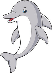 Cartoon cute smiling dolphin vector illustration