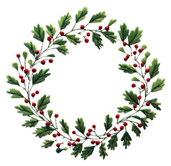 Fototapeta premium PNG Holly wreath in embroidery style pattern celebration creativity.
