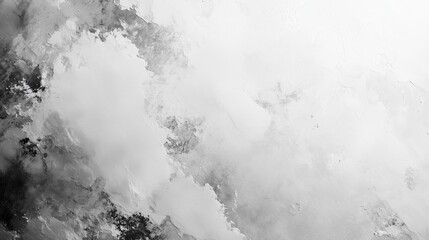 A blurry, gray and black painting of a cloudy sky. The sky is filled with white clouds, and the painting has a sense of movement and energy. The overall mood of the painting is calm and peaceful