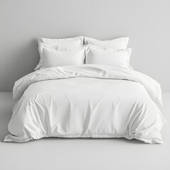 Obraz premium 81. A crisp white bed with an elegant duvet isolated on a clean background