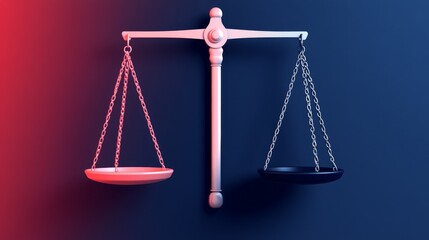 Justice scales with light and dark weights concept, moral balance, flat design.