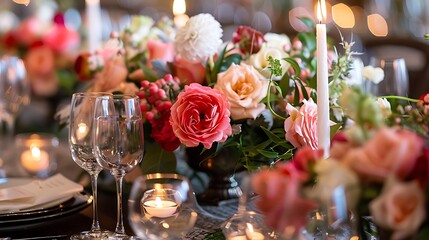 Fototapeta premium Stunning bridal centerpieces and place settings