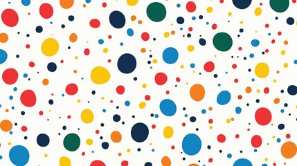 Obraz premium A colorful pattern of dots on a white background. The dots are of different sizes and colors, creating a vibrant and playful atmosphere