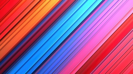 Obraz premium A colorful striped background with blue, red, and orange stripes. The colors are vibrant and bold, creating a lively and energetic atmosphere
