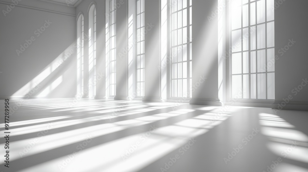 Poster light and soft white background with subtle lighting, great for creating a fresh and clean visual en