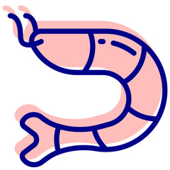 shrimp mixed outline vector icon