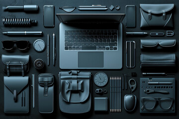 Modern Workspace Essentials at Night in Black 