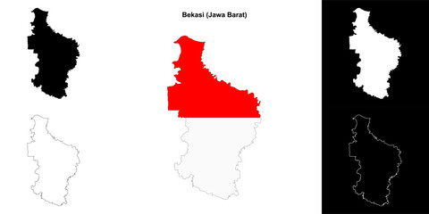 Fototapeta premium Bekasi blank outline map set