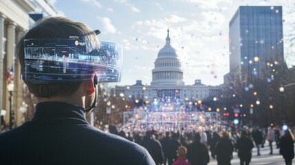 Smart glasses displaying real-time election results through augmented reality