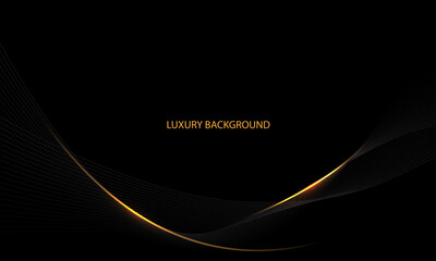 Abstract black gold line dynamic luxury curve smooth design modern premium elegant background vector