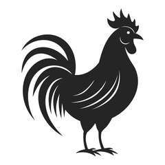 Rooster chicken black silhouette Vector illustration isolated on a white background