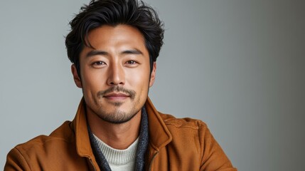 Obraz premium 미소 짓고 있는 잘생긴 아시아 남자의 초상화