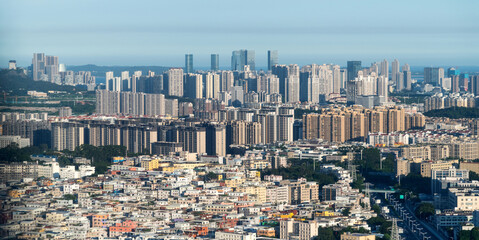 Fototapeta premium Aerial view of city buildings