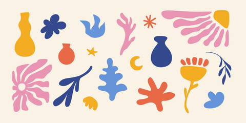 Collection of abstract hand drawn shapes. Vector collection of abstract funny doodles, cute vector illustration. Set of abstract colorful retro wind-up shapes in cartoon 90s 00s style