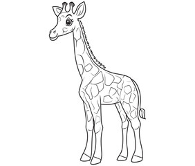 Coloring pages of giraffes for kids giraffe cartoon isolated on white