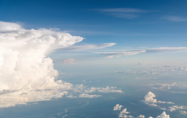 Aerial view of white large cloud
