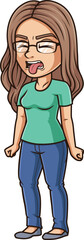 Cartoon woman vividly expressing distaste vector illustration