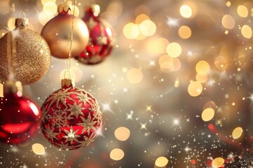 Festive christmas ornaments with sparkling lights