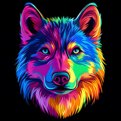 Fototapeta premium Neon art dog, the beauty of glowing art of cute dogs