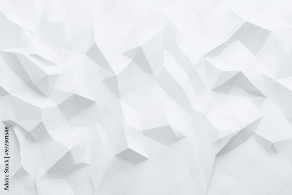 Poster abstract white geometric polygonal background with sharp angles and folds, creating a modern and min