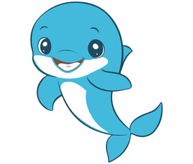 Dolphin jumping out of water cute smiling baby dolphin