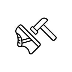 Shoes repair outline icons, minimalist vector illustration ,simple transparent graphic element .Isolated on white background