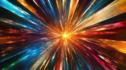 Pulsating beams of light forming radial patterns in an abstract starburst.