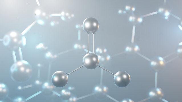phosgene molecular structure, 3d model molecule, colorless gas, structural chemical formula view from a microscope